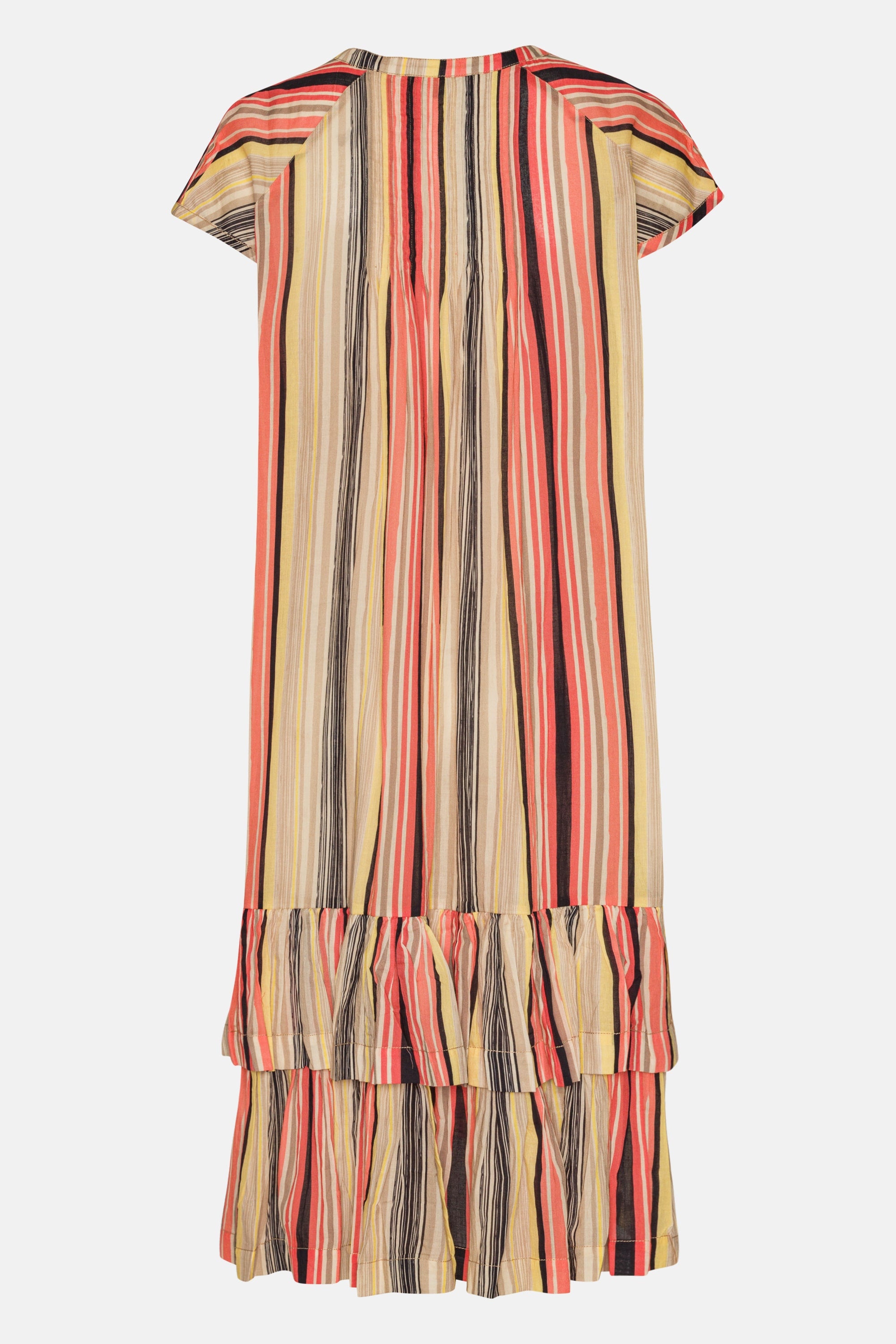 Lang Kjole med Korte Ermer Pintuck - Red Organic Stripe